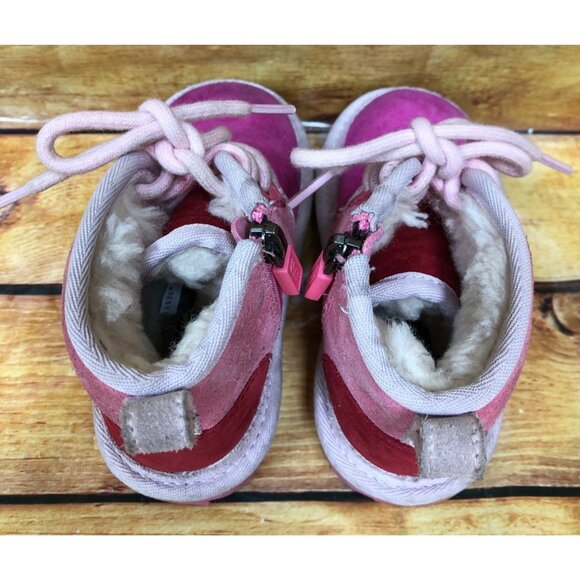 UGG Neumel II Pink Rose / Samba Red Chukka Boot Girls Toddler 8 / 25 (q7n) - Picture 4 of 10